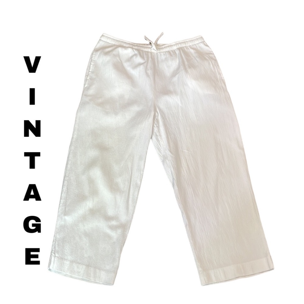Vintage textured wide leg cotton pants
